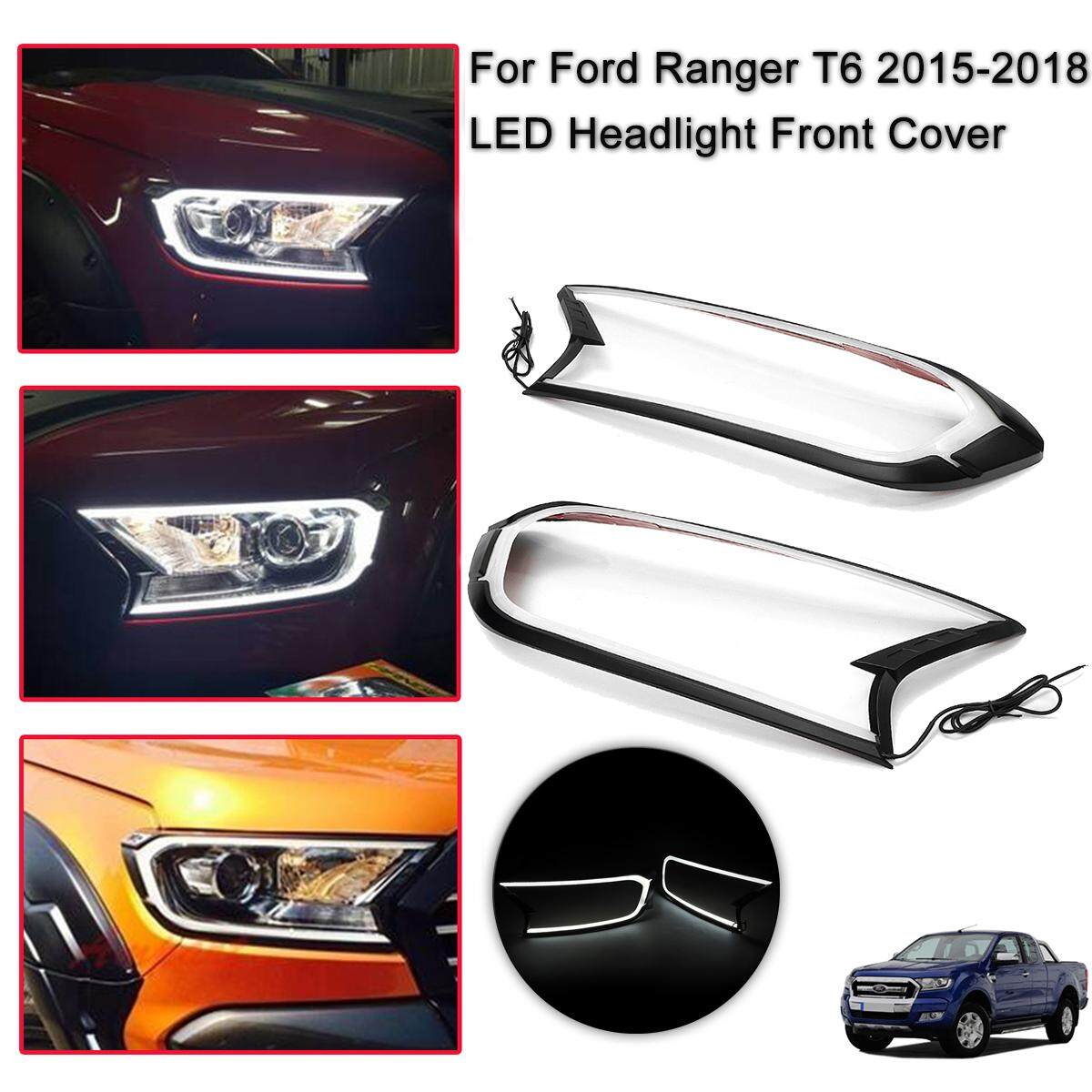 2X Mờ Đen LED Ánh Sáng Mặt Trước Viền Cho FORD RANGER T6 WILDTRAK 15-18