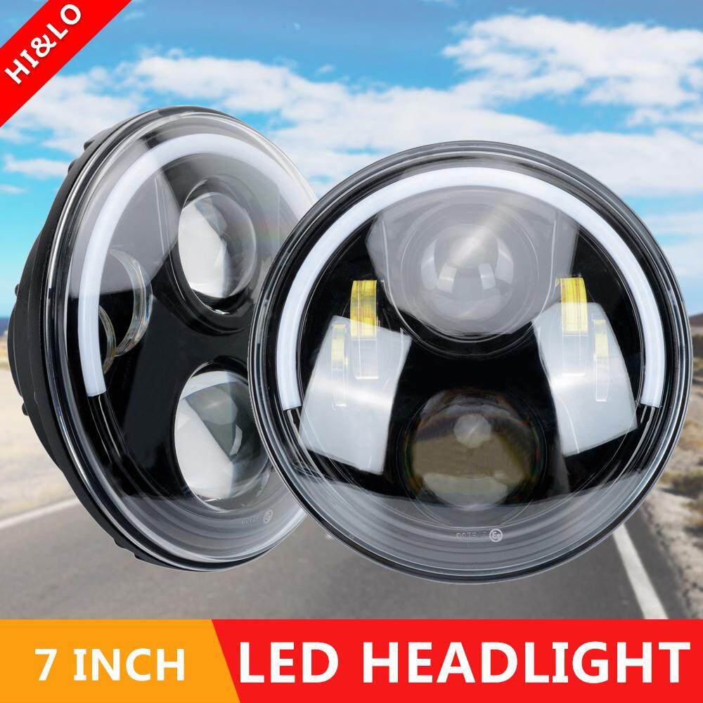 2X7 inch Đen HI/Lô Chùm LED Đèn Pha/Xe Máy Đèn Lái Hào Quang CREE Đôi Mắt Thiên Thần Cho xe Mô Hình Jeep Wrangler