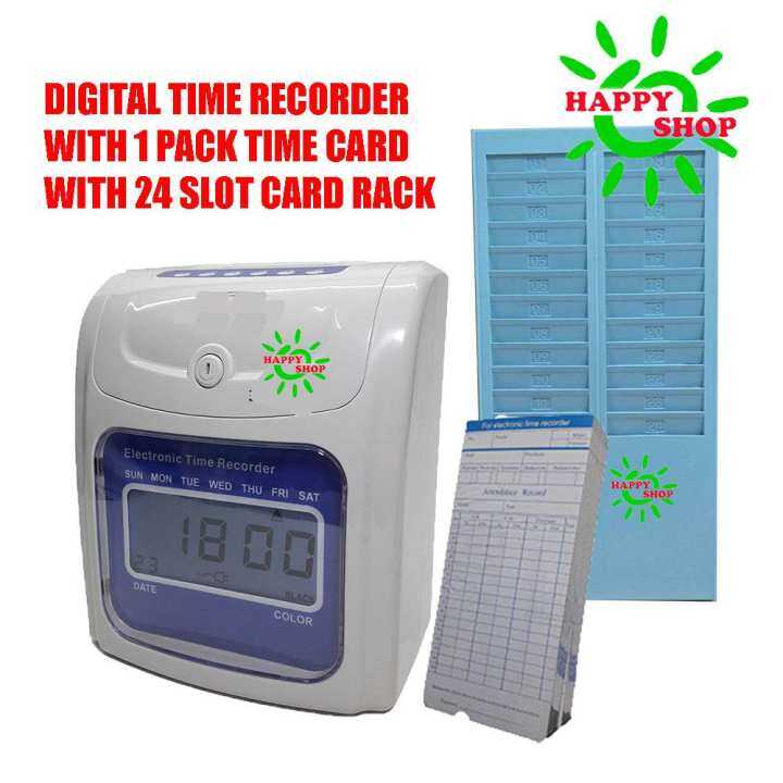 FULLY DIGITAL CLOCK TIME RECORDER PUNCH CARD MACHINE (15yr warranty