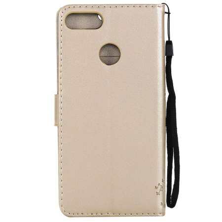 สำหรับ Huawei Y9 2018 - เพลิดเพลินไปกับ 8 PLUS แมวผีเสื้อต้นไม้รูปแบบหรูหราหนัง PU ตัวป้องกันฝาปิดแบบกระเป๋าเงินพร้อมช่องใส่การ์ด - INTL