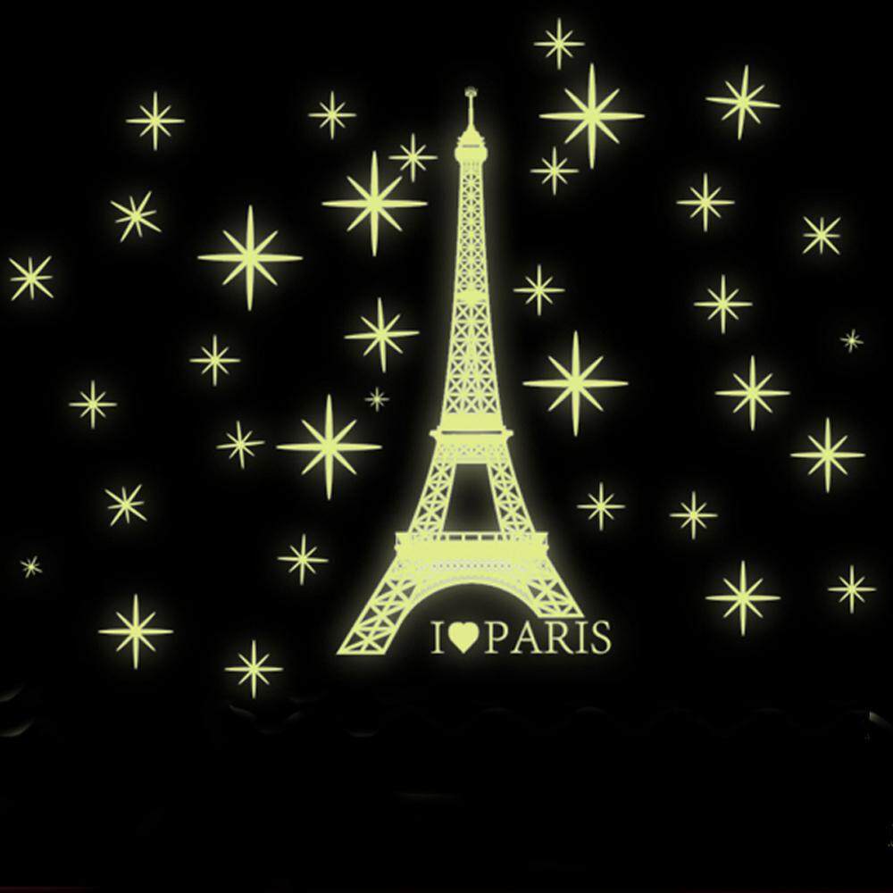 Luminous Eiffel Tower PVC Wall Decals DIY Home Sticker WallPaper Vinyl Wall arts Pictures Removable Murals For House Decoration Baby Living Rooms Bedroom Toilet