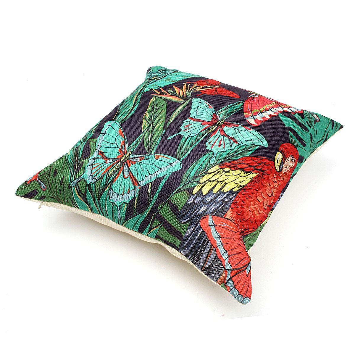 Tropical Plant Flamingo Cotton Linen Throw Pillow Case Cushion Cover Home Decor# Butterfly