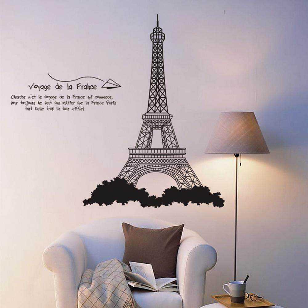 Black Eiffel Tower PVC Wall Decals DIY Home Sticker WallPaper Vinyl Wall arts Pictures Removable Murals For House Decoration Baby Living Rooms Bedroom Toilet