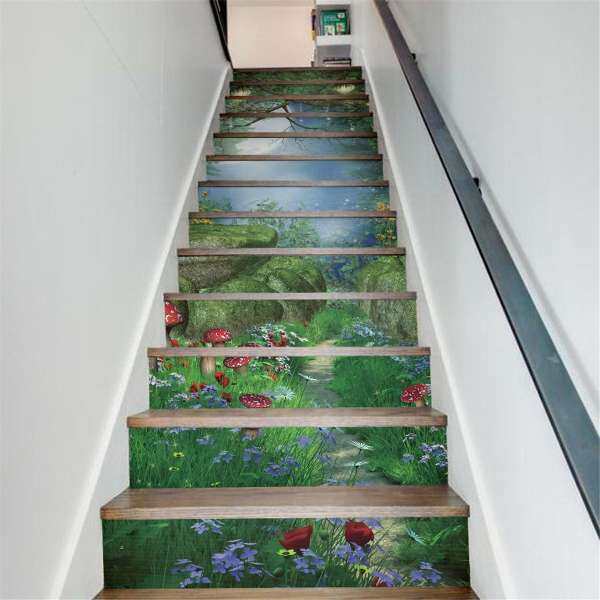 13pcs 3D Dreamlike Stair Risers Removable Wall Sticker Art Decal DIY Mural Decor - intl