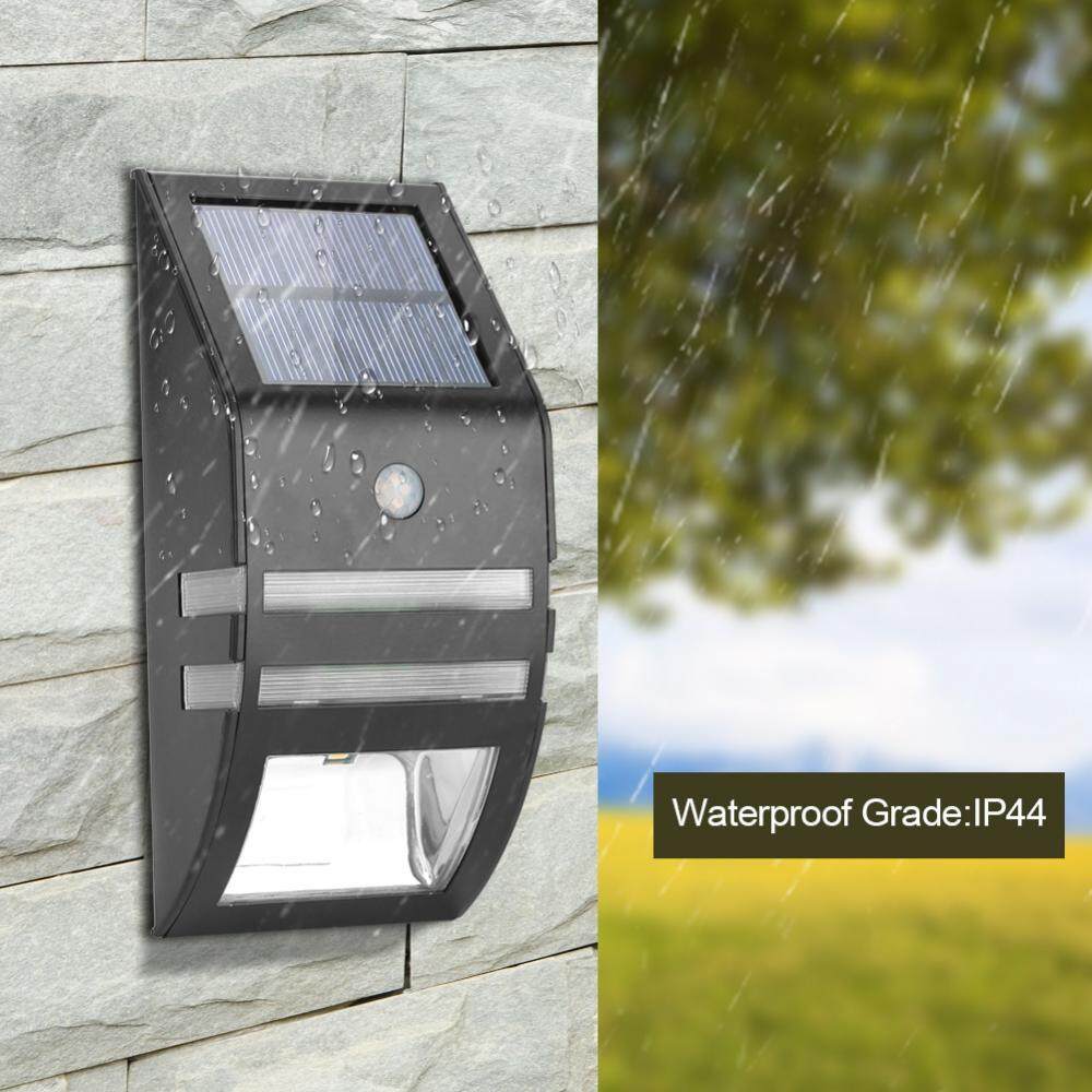 epayst Solar Powered PIR Motion Sensor 2 LED Path Wall Light Garden Security Lamps Black Warm White - intl