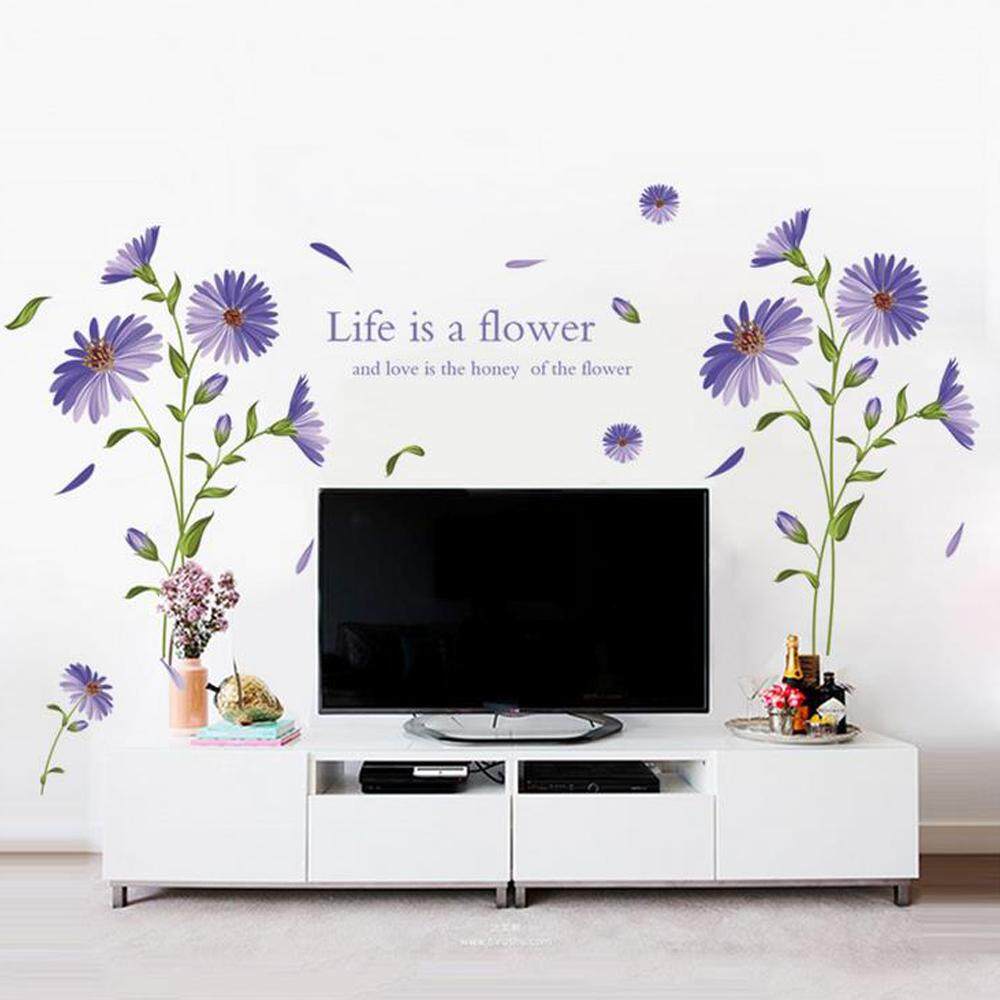 Purple Dandelion Flower PVC Wall Decals DIY Home Sticker WallPaper Vinyl Wall arts Pictures Removable Murals For House Decoration Baby Living Rooms Bedroom Toilet