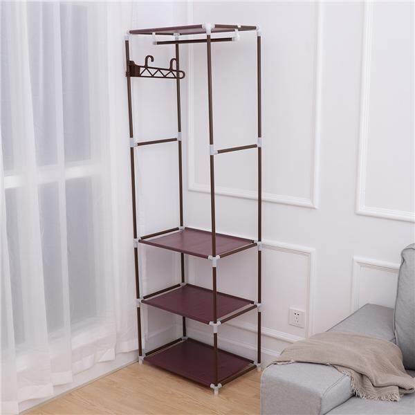 Portable Floor Clothes Rack Organizer Coat Rack Storage Stand Bedroom Clothing Garment Rack (Bronze)