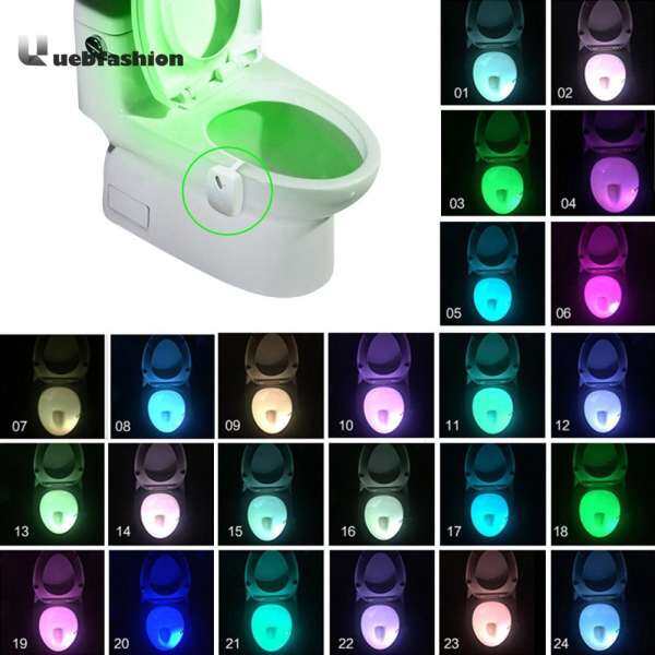 Smart Bathroom Toilet LED Body Motion Seat Sensor Lamp 24 Color Night Light