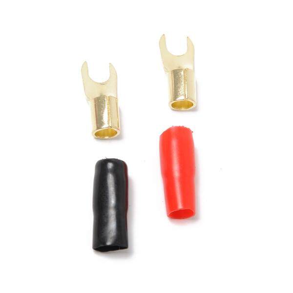 8GA Red and Black 5 Pairs Copper Gold Plated 8 Gauge Strip Spade