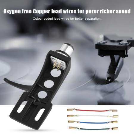 【In Stock】Turntable Phono Headshell Universal Black LP Turntable Headshell Mount Replacement with Lead Wires - intl