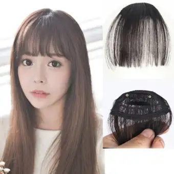 Fashion Air Fringe Bang Women Wigs Front Neat Bangs With Clip In Girl Hair Extensions Piece Dark Brown