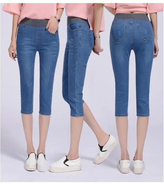 three fourth jeans pants for ladies