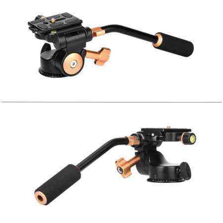 QINGZHUANGSHIDAI Q08S Aluminum 3-Way Fluid Head Rocker Arm Video Tripod Ball Head for DSLR Camera Tripod Monopod