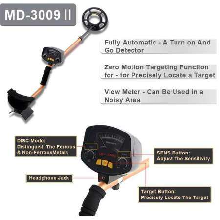 MD-3009II เครื่องตรวจจับโลหะกันน้ำ GOLD Digger Light ตามหานักล่า Deep Sensitive ค้นหา - INTL