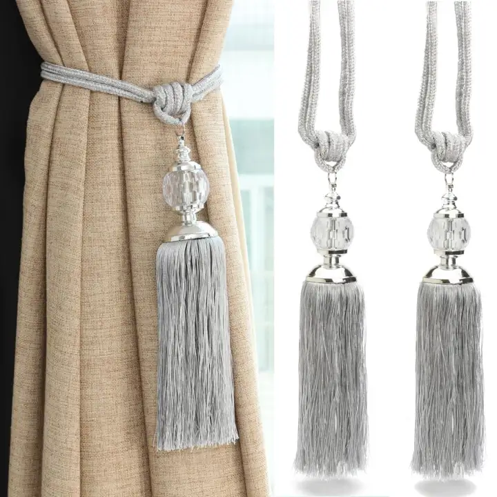 1 Pair New Curtain Tiebacks Luxury Tassel Beaded Holdbacks Drapes