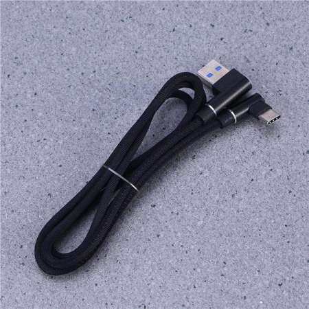 1 เมตรมุมขวา USB ประเภท C USB แบบถัก 2.4 90 องศา USB - C สายข้อมูลสายชาร์จสำหรับ huawei P20/P20 PRO MATE 10 ซัมซุงกาแล็คซี่ S9/S8 + หมายเหตุ 8 LG V30 V20 G6 และอีกมากมาย (สีดำ)