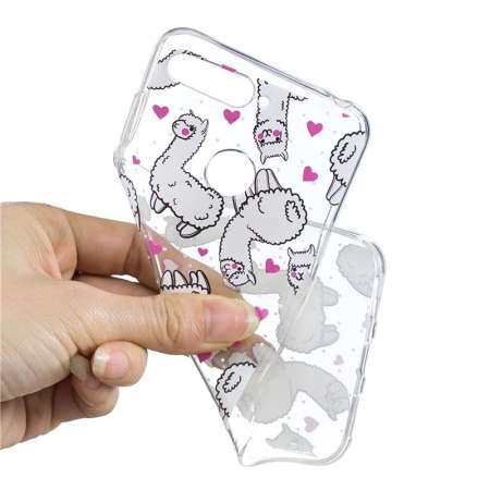 Moonmini สำหรับ Huawei Honor Play 7A (High Edition) เคสหลังเข้ารูปพอดีโปร่งใส Soft TPU พิมพ์เคสโทรศัพท์ Anti - Scratch ฝาครอบป้องกัน Alpaca