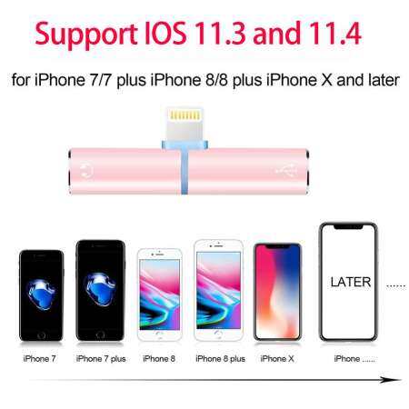Auswaur Dual Lightening Charger และหูฟังอะแดปเตอร์เชื่อมหูฟัง 2 ใน 1 Lightening อะแดปเตอร์หูฟัง Lightening สายชาร์จแบตเตอรี่ตัวแยกสัญญาณเสียงหูฟังอุปกรณ์เสริมตัวเชื่อมอะแดปเตอร์สำหรับ iPhone X /8/8 Plus/7/7 Plus, เข้ากันได้กับ IOS 10.3 และ 11 12