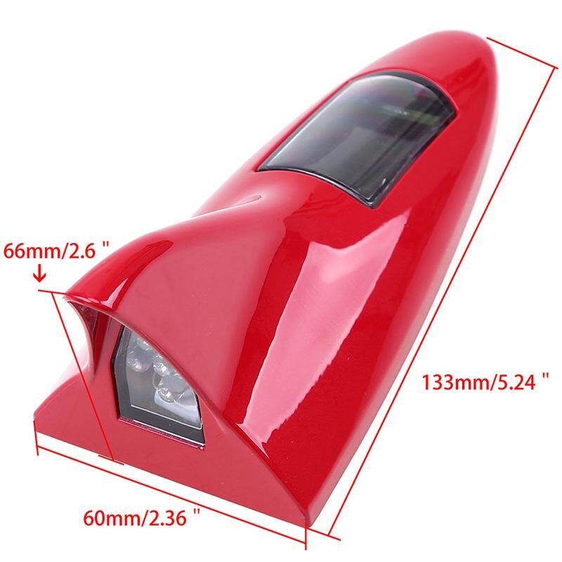 LED Signal Antenna Solar Shark Fin Car Roof Light Sensor Decoration olar charging Car Accessories Red Color