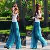 Bohemian Style Women Chiffon Wide Leg Pants Summer Beach Pants Casual Palazzo Long Trousers