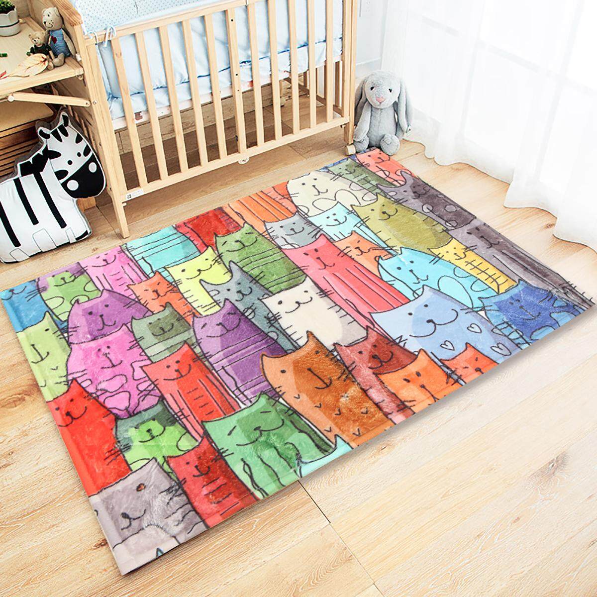 (photo)Cartoon cute cat Polyester Fabric Bathroom Decor Shower Curtain & bath mat new#Mat