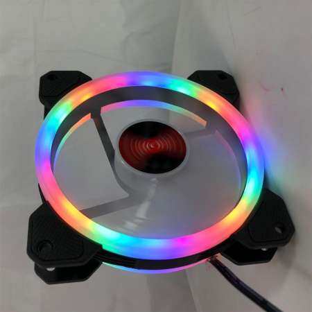 Big House 12 เซนติเมตรสีขาวคู่วงกลมพัดลม LED DC Neon Mute PC CPU พัดลมระบายอากาศคอมพิวเตอร์