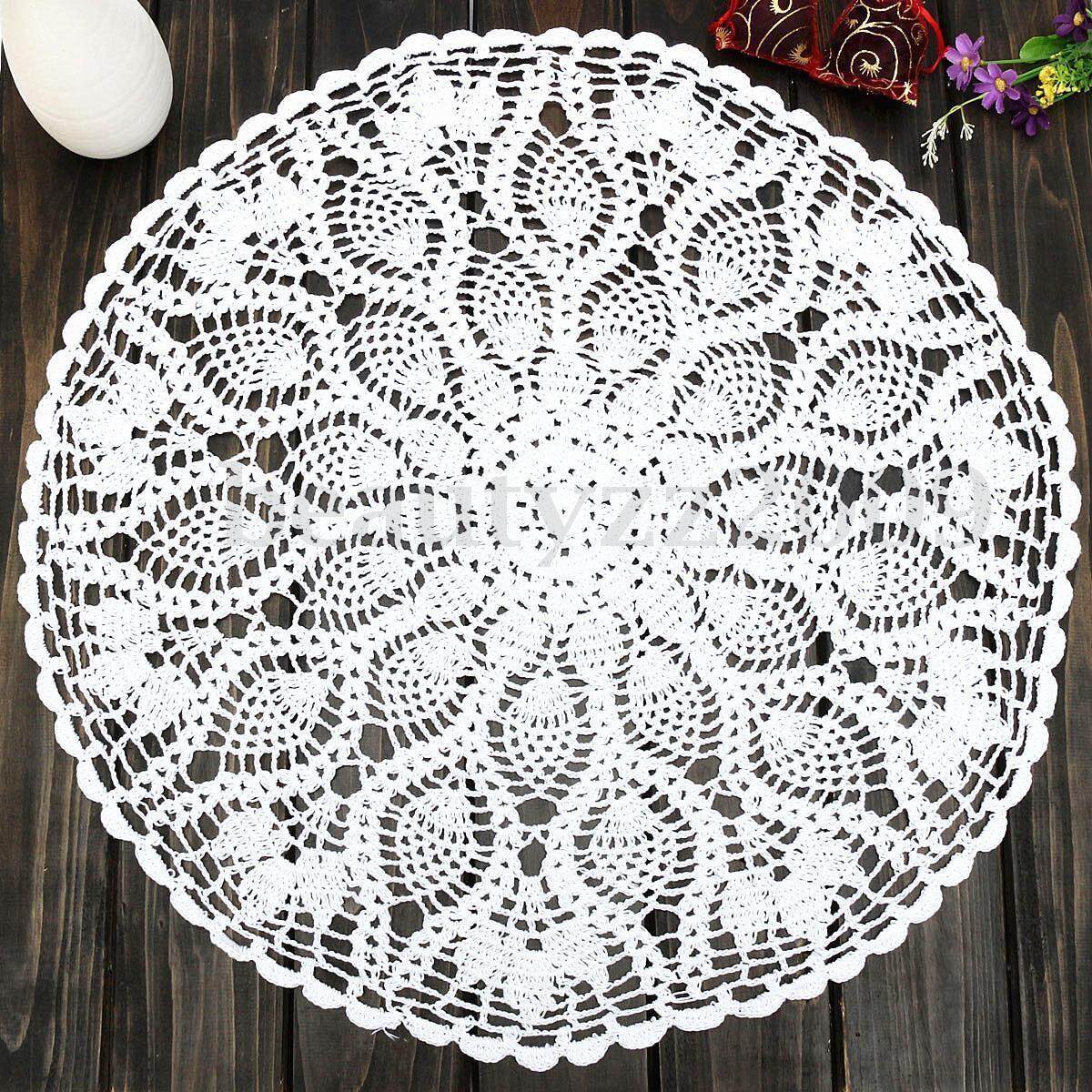 23 ''duyên dáng Tay Ren Móc Tròn Dứa Doily Bàn Vải Doilies Thảm