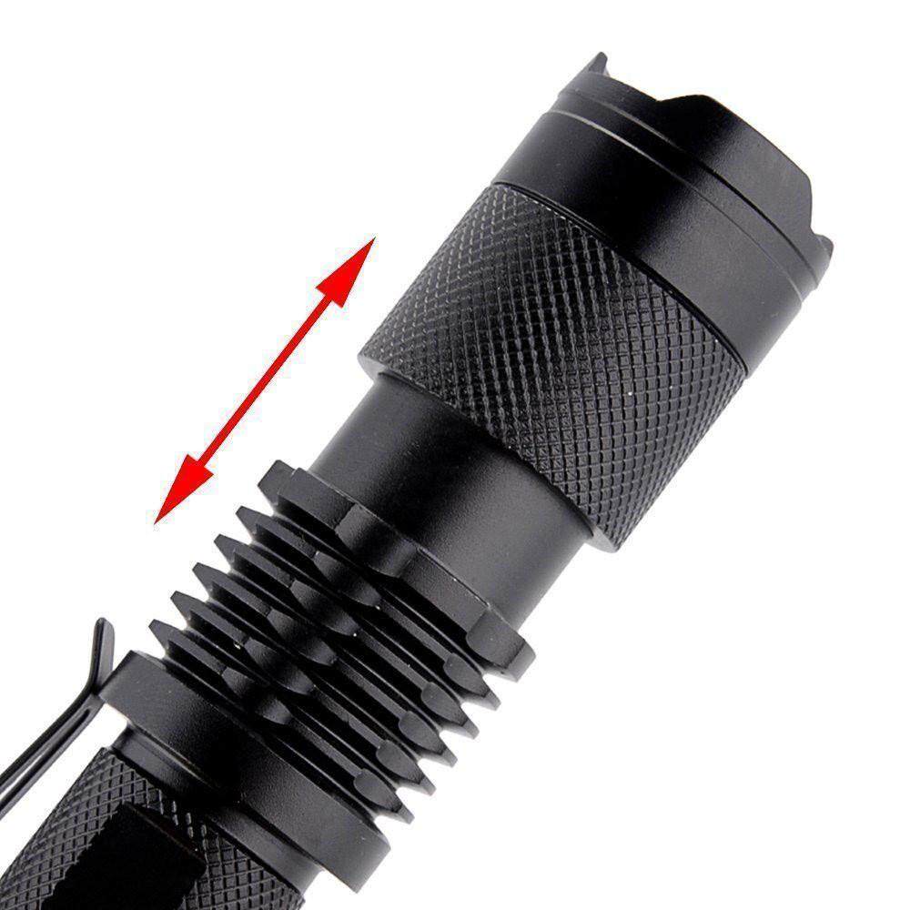 5PC Mini CREE Q5 LED Flashlight Torch 7W 1200LM Adjustable Focus Zoom Light Lamp