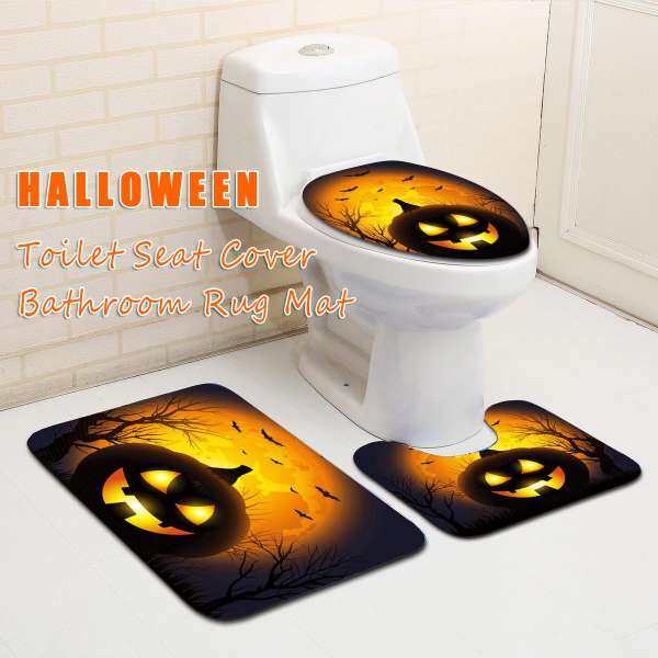 3 cái Bí Ngô Halloween Nhà Tắm Chống Trơn Trượt Thảm Trải Thảm Nắp Bồn Cầu Bao Bác Sĩ