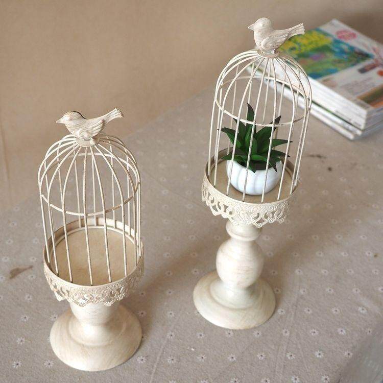 2 pieces Vintage Iron Birdcage Lantern Candle Holder Wedding Home Decoration