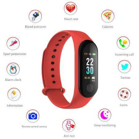 niceEshop Waterproof M3 PLUS Smart Bracelet Fitness Activity Tracker Phone Call Alarm Clock Reminding For IOS Android