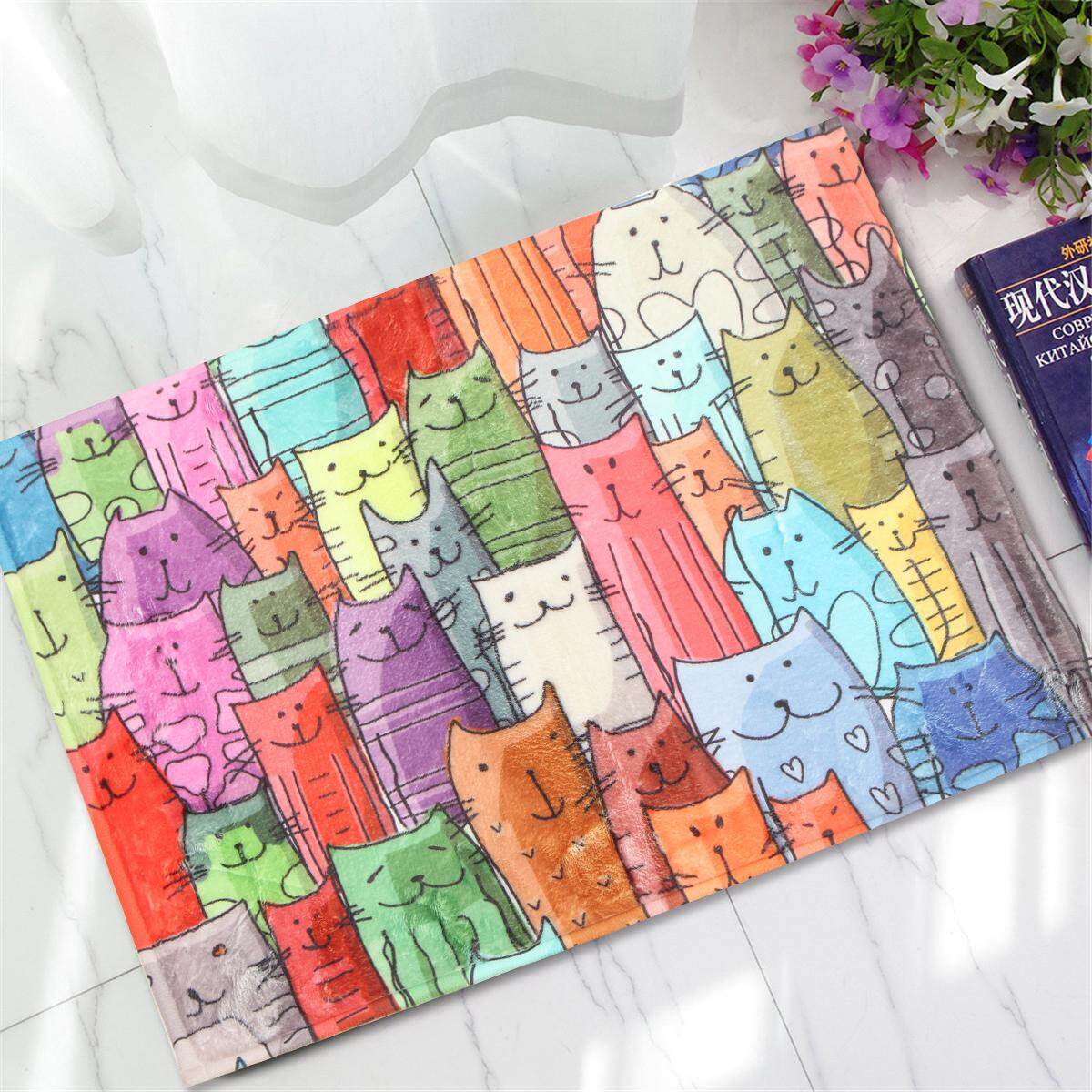 (photo)Cartoon cute cat Polyester Fabric Bathroom Decor Shower Curtain & bath mat new#Mat