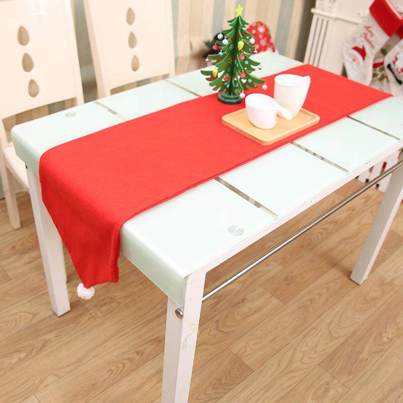 Christmas Table Runner Mat Tablecloth Christmas Flag Home Party Decor Red Table Runners - intl