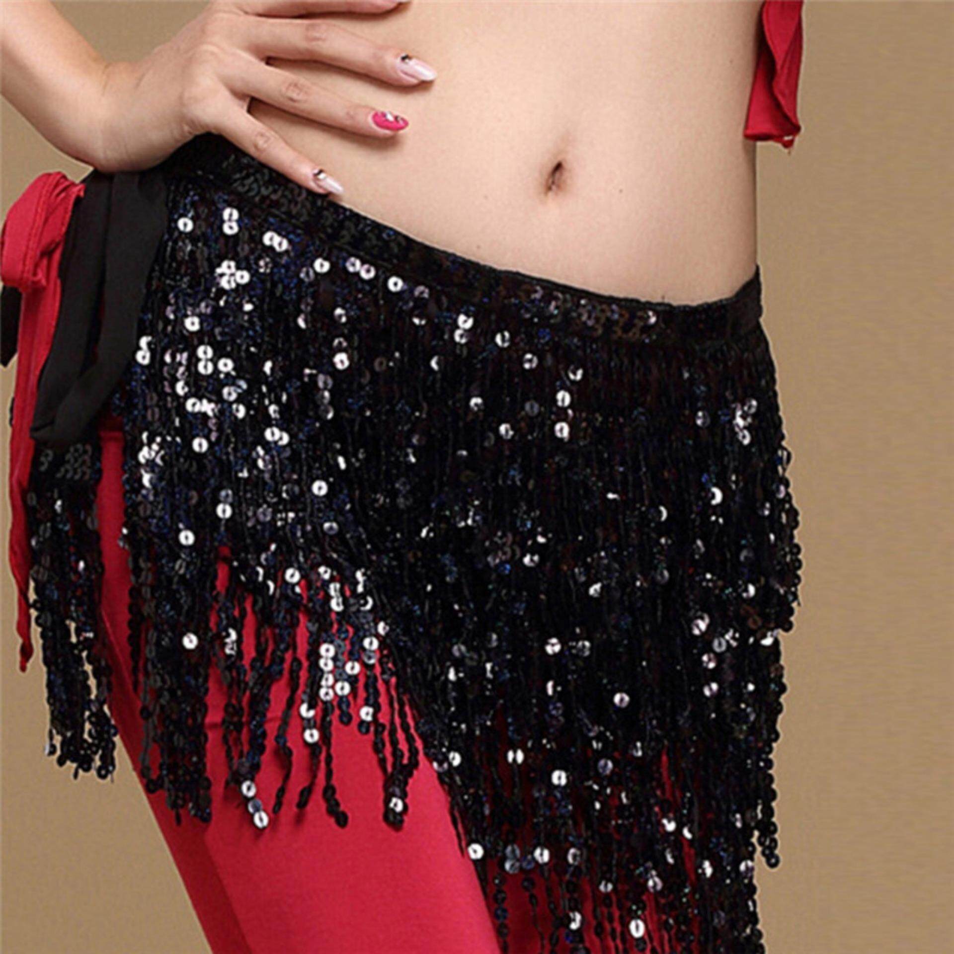 Tassel Belly Dance Hip Scarf Skirt Coin Belt Waist Wrap Sequin Fringe Wrap Skirt