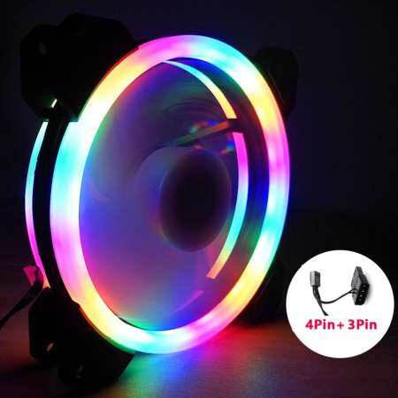 Big House 12 V 33CFM 6Pin RGB ไฟสีสันสดใส 12 ซม. DC เคสคอมพิวเตอร์แชสซีพัดลมทำความเย็น