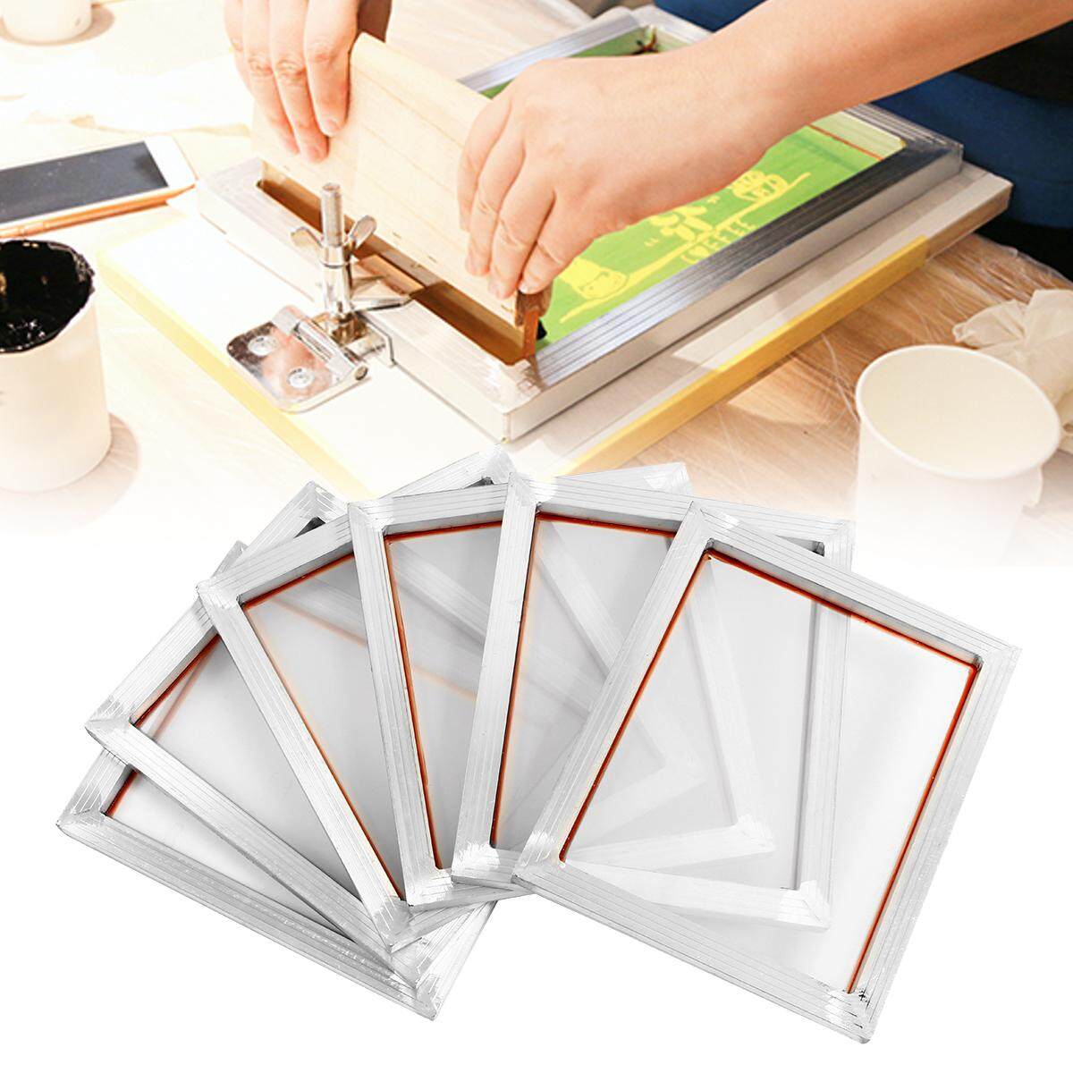 6Pcs 12''x10'' Aluminium Alloy Silk Screen Printing Frame With 110 White Mesh Count