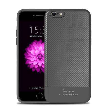1 ชิ้นสีดำซิลิโคนนุ่ม IPAKY ทีพียูป้องกัน - หล่นกรณีโทรศัพท์คาร์บอนเส้นใยสำหรับ iPhone 6/ iPhone 6 วินาที - นานาชาติ