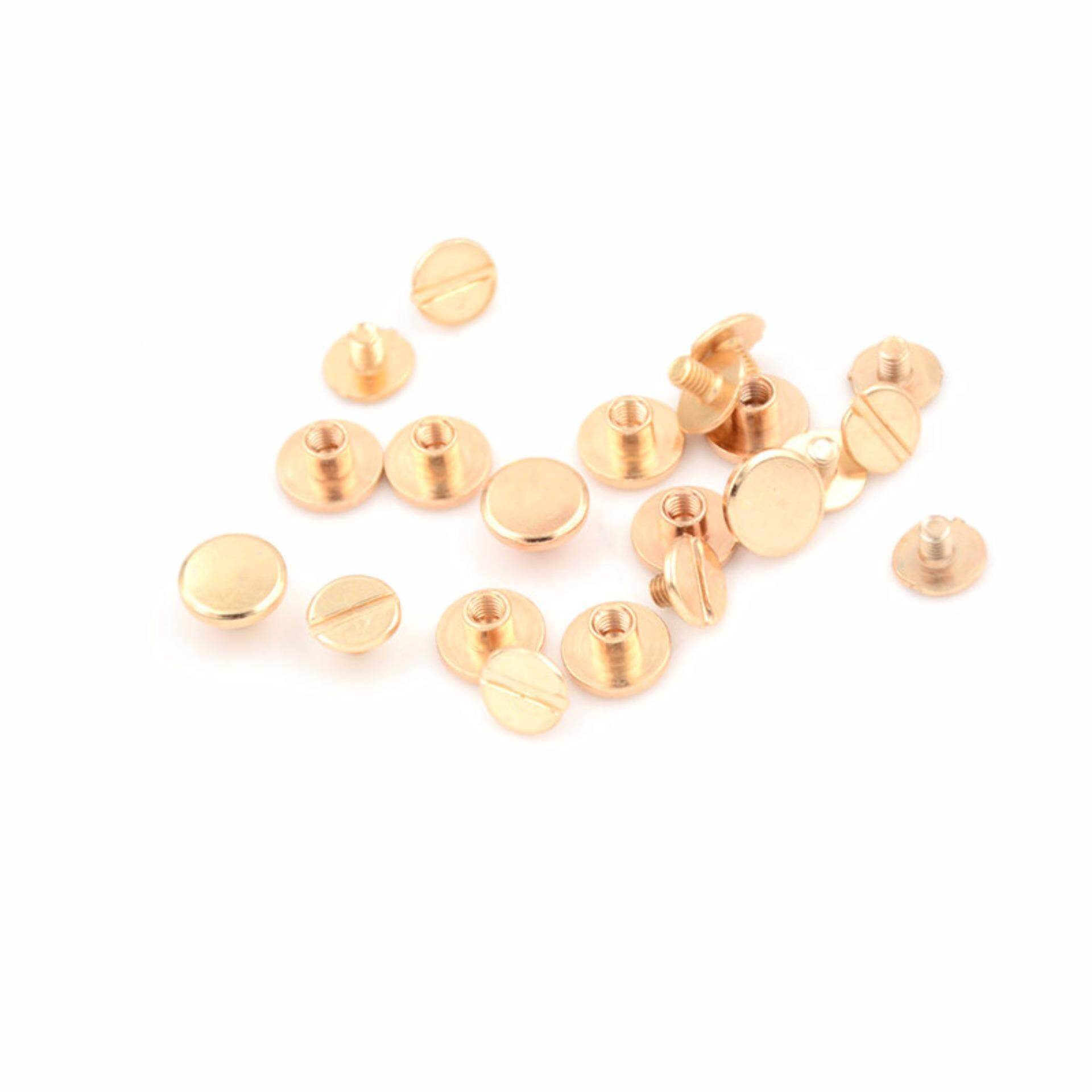 10set Flat Head Brass Solid Stud Screw Nail Rivets Leather Craft Wallet Belt DIY