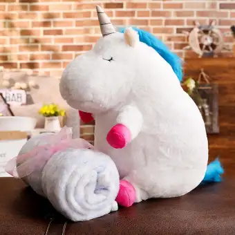 2 Colors 2 In 1 Stuffed Animal Pink Blue Unicorn Pillow Blanket