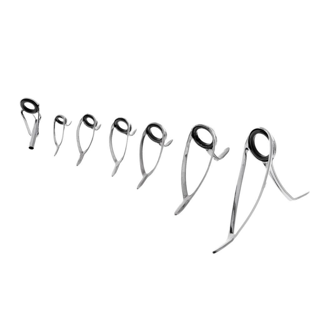 Flameer 7pcs Rod Repair Kit Mixed Size Fishing Rod Guides Ring Rod Tip Top Eye Rings