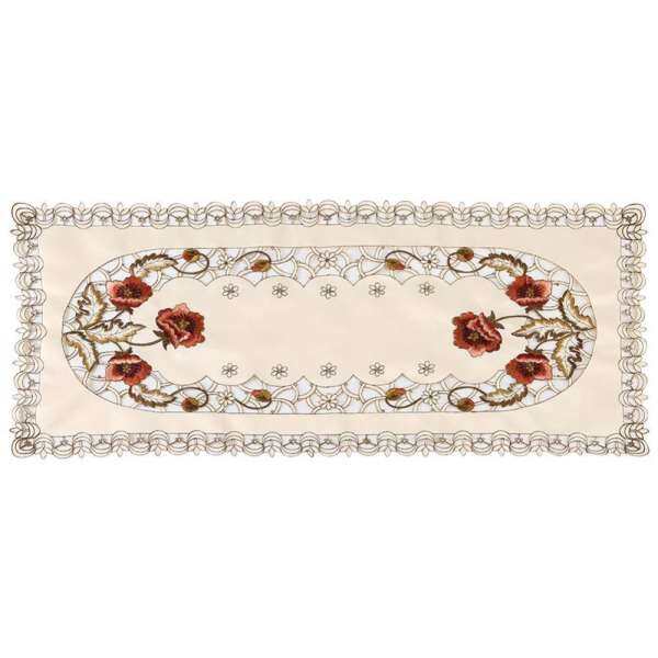 epayst Red Floral Flower Hollow Embroidered Table Runner Tablecloth Cutwork Table Decor Rectangle