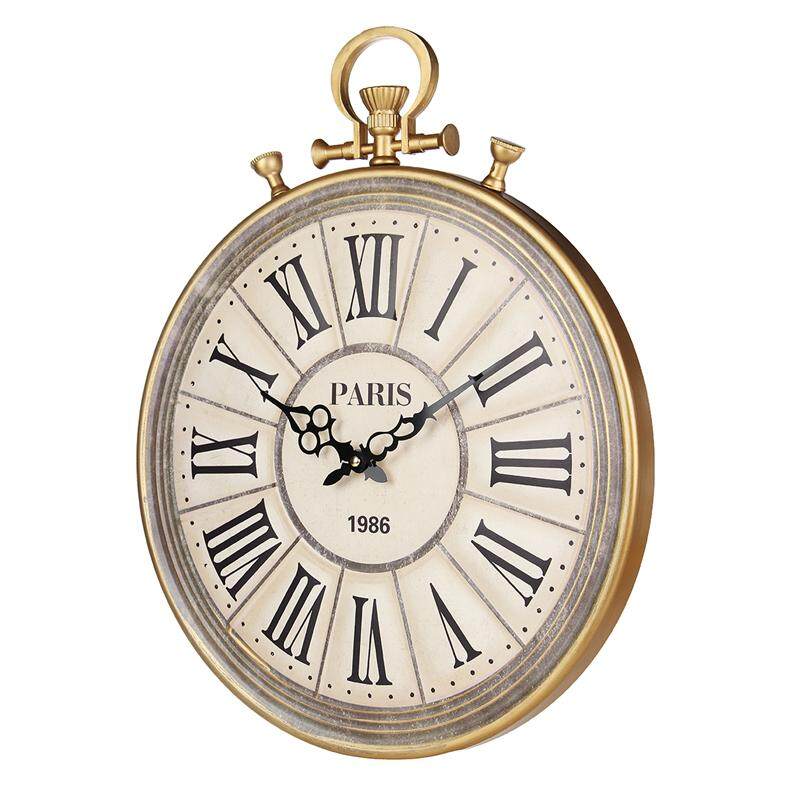 Large Round Vintage Pocket Watch Style Roman Numerals Wall Clock Home Decoration - intl