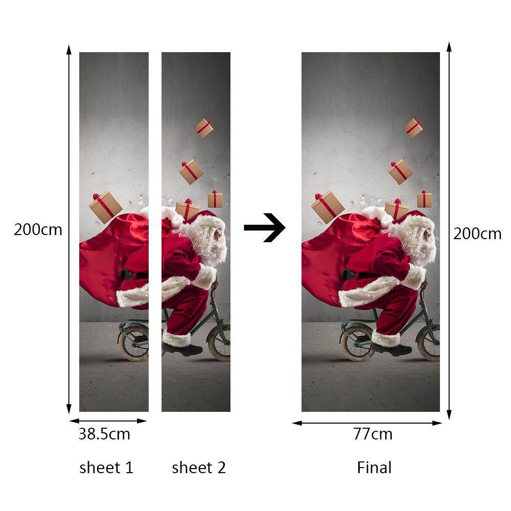 Christmas 2017 Funlife3D door stickers for Santa Claus creative wallpaper