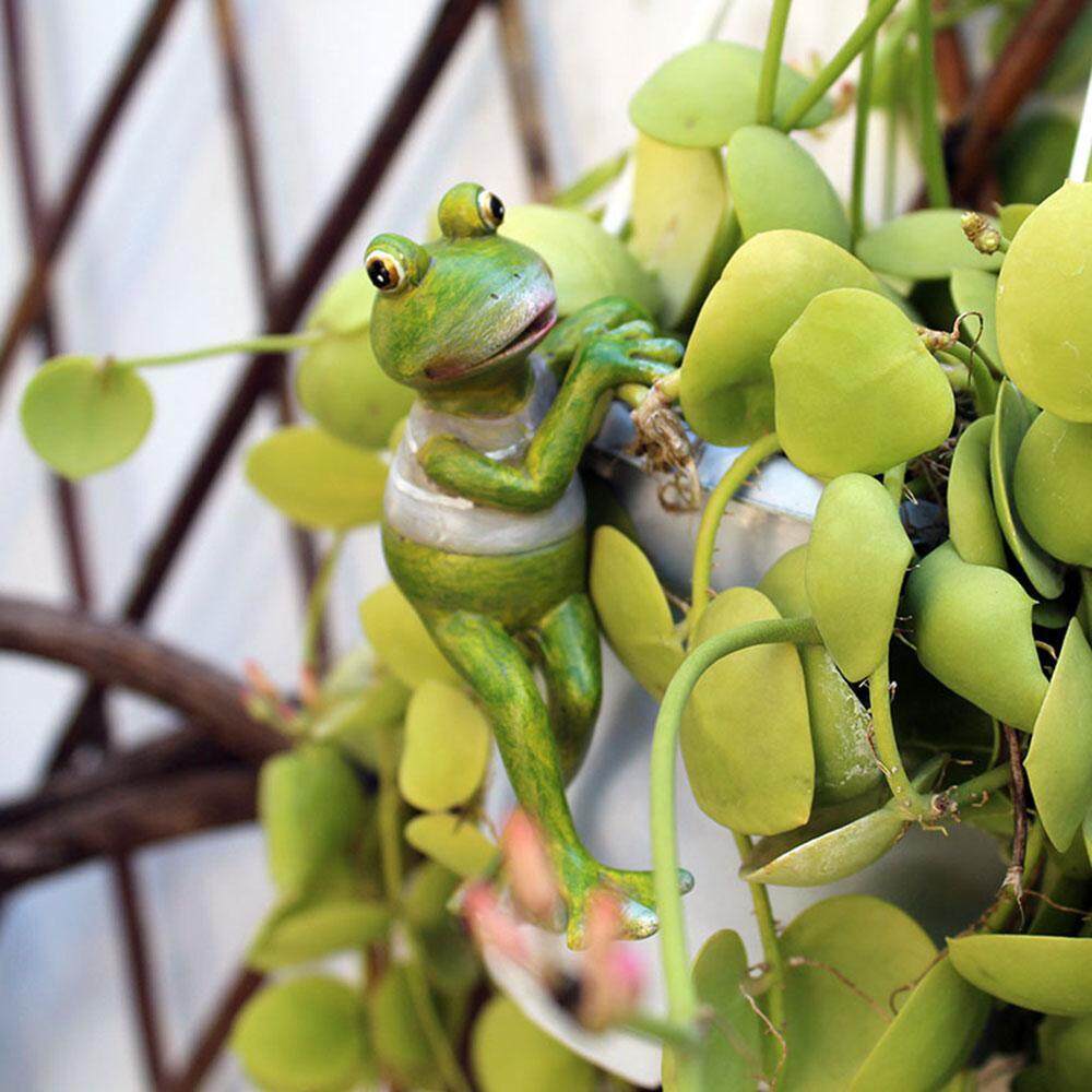 leegoal 4Pcs/Set Cartoon Cute Climbing Frog Potted Ornaments