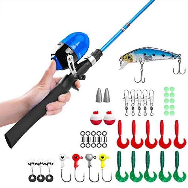 PLUSINNO Kids Fishing Pole,Telescopic Fishing Rod and Reel Combos with Spincast Fishing Reel and String with Fishing Line