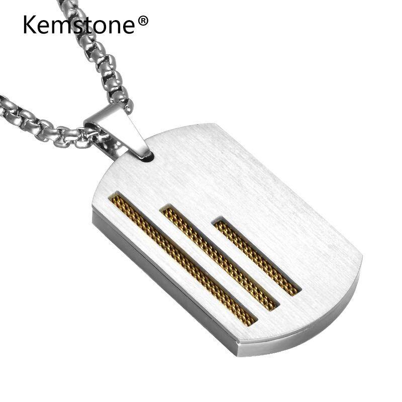 Kemstone Silver Stainless Steel  Gold Chain Pendant Necklace Jewelry for Men