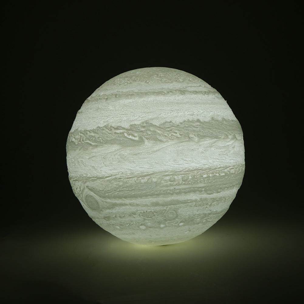 USB Rechargeable 3D Printing LED 2 Colors Touch Switch Jupiter Night Light(White)-13m