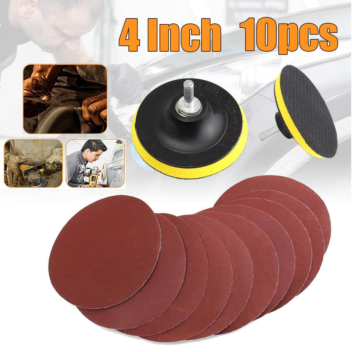 10Pcs 4'' Sanding Disc Sandpaper Hook Loop 1000 + Backer Pad with Drill Adapter