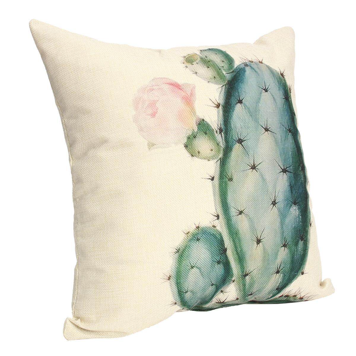 Cactus Plants Green Succulent Square Linen Pillow Case Cushion Cover Sofa Decor # 5