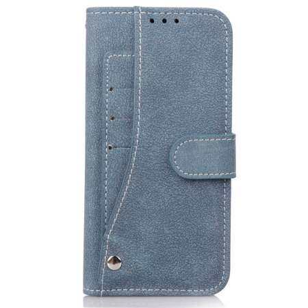 Frosted TPU พลิกเคสหนังสำหรับ iPhone XS MAX, ช่องใส่การ์ดและกระเป๋าสตางค์และกรอบรูป (สีฟ้า)